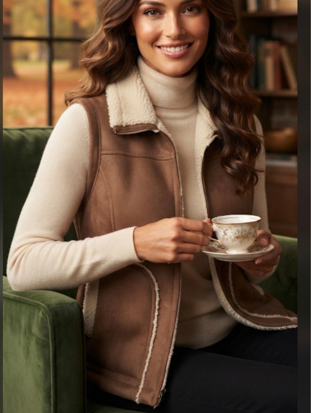 Chico's  Brown Shearling Vest